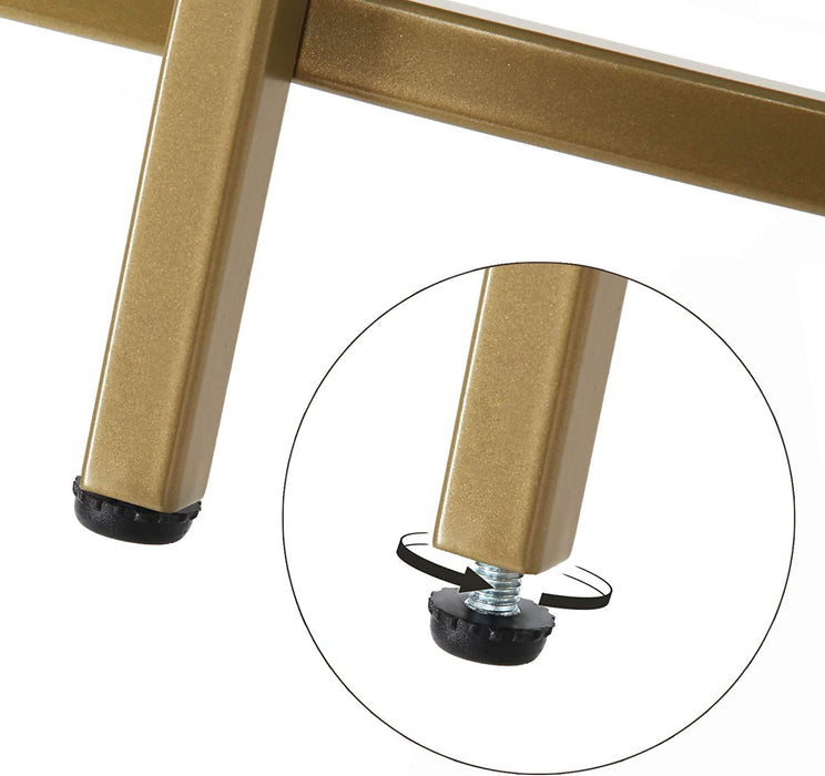 Beistelltisch rund, Glastisch mit goldenem Metallgestell, Kleiner Couchtisch, Nachttisch, Sofatisch, Balkon, Robustes Hartglas, dekorativ, Gold