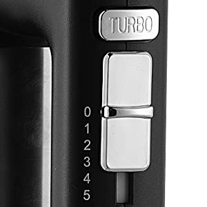 Handmixer Edelstahl 500W Elektrischer Mixer Handrührer , 5 Stufen plus Turbostufe, Auswurftastendesign, spülmaschinengeeignet, Knethaken, Schneebesen