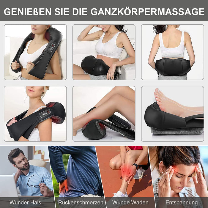 Massagegerät Schulter Nackenmassagegerät mit Wärme, Shiatsu Massagegerät mit 3D-Massage von tiefem Gewebe