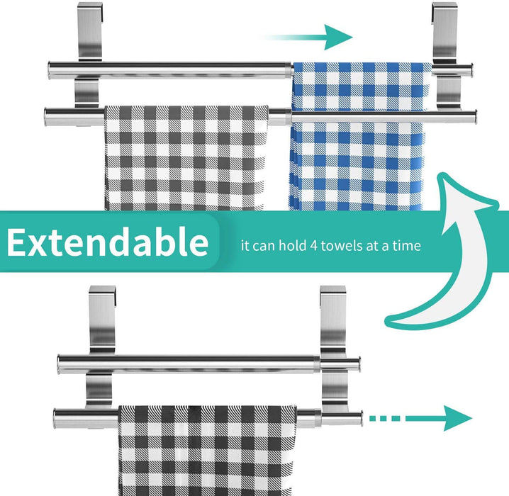Handtuchhalter Tür, Geschirrtuchhalter Handtuchstange Teleskop für Küche und Badezimmer, an Schublade und Schranktür Handtuchklemme ohne Bohren