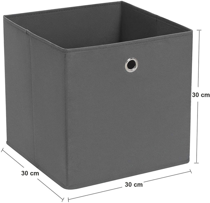 Aufbewahrungsboxen, 6er Set, Stoffboxen, Faltboxen aus Vliesstoff, Würfel, Aufbewahrungskörbe, für Spielzeug und Kleidung, grau