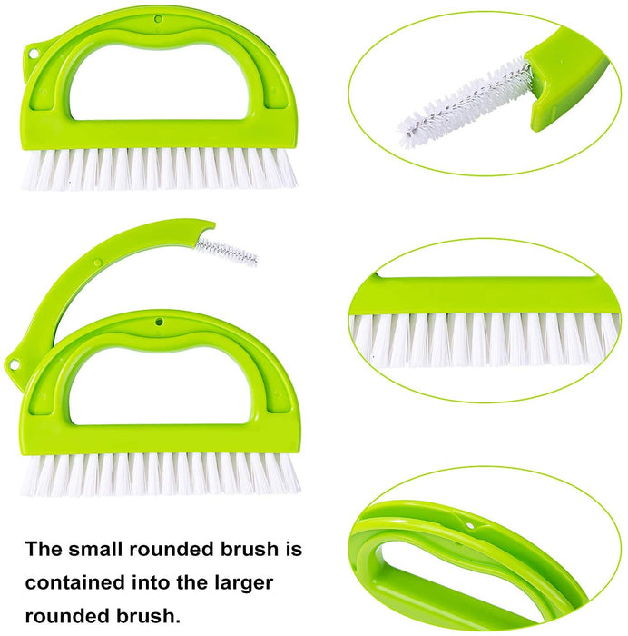 3-in-1 Fugenbürste & Fliesenbürste, Fugen-Fliesen-Gelenk-Bürsten-Satz mit Nylonborsten, Grün Reinigungsbürste, Tiefenreinigung für Bad und Küche