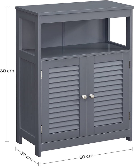 Badezimmerschrank, Badschrank, freistehender Küchenschrank, Aufbewahrungsregal, mit 2 Türen, grau