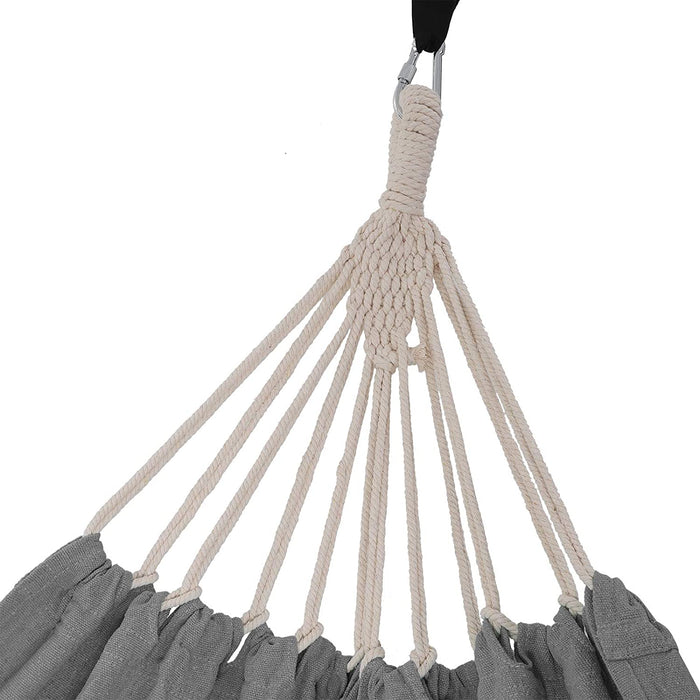 Hängematte, für 2 Personen, 210 x 150 cm, bis 300 kg belastbar, für Terrasse, Balkon, Garten, Outdoor, Camping, mit Transportbeutel, grau