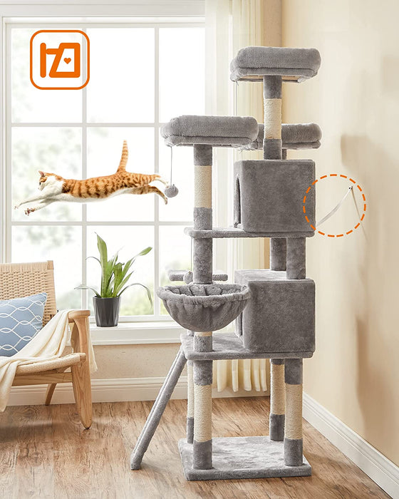 Kratzbaum, XXL Katzenbaum, 172 cm, hellgrau