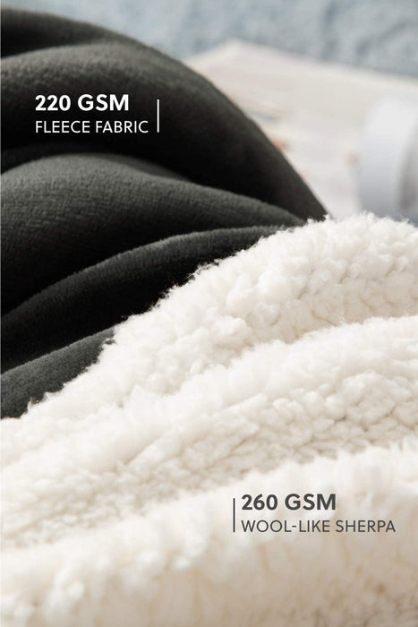 Decke Sofa Kuscheldecke anthrazit - warm Sherpa Sofaüberwurf Decke, Dicke Sofadecke Couchdecke, 150x200 cm XL Flauschige Wohndecke für Couch