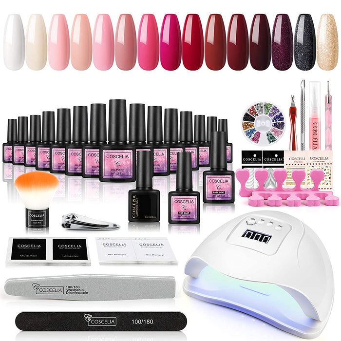 15+3pcs Gel Nagellack Starter Set UV Nagellack 80W UV/LED Nagellampe Nageldesign Set UV Gellack Gel Nägel Farbgel Maniküre komplettes Set