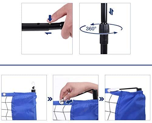 Badmintonnetz, Tennisnetz, höhenverstellbar, Set bestehend aus Netz, stabilem Eisen-Gestell und Transporttasche