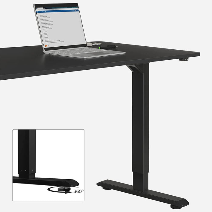 Höhenverstellbarer Schreibtisch elektrisch, Tischgestell, Schreibtischständer mit Motor, stufenlos verstellbar, 140 x 70 x (73-114) cm, Stahl schwarz