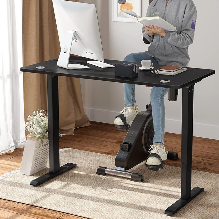 Höhenverstellbarer Schreibtisch elektrisch, Tischgestell, Schreibtischständer mit Motor, stufenlos verstellbar, 140 x 70 x (73-114) cm, Stahl schwarz