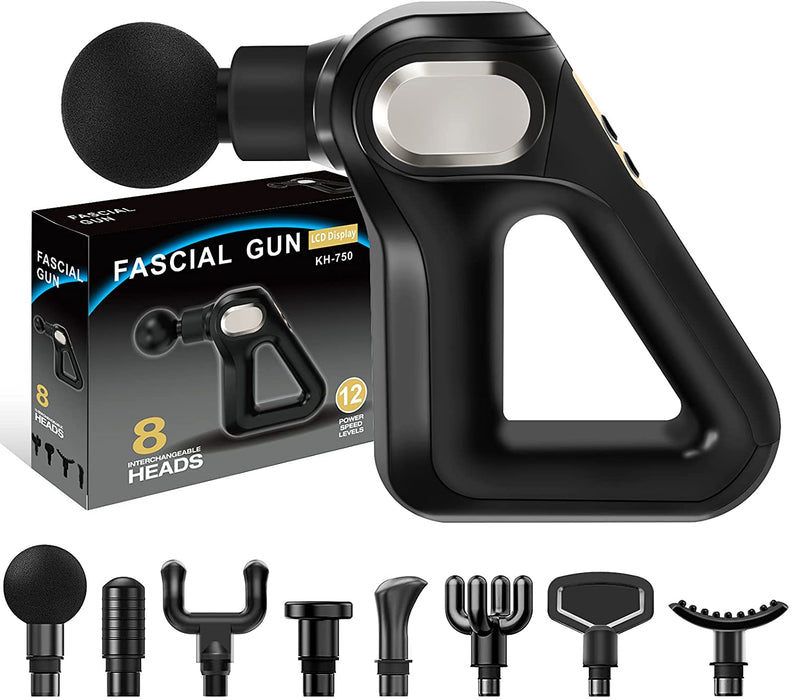 Massagepistole, HyAdierTech Massage Gun Muskelmassagegerät mit 12 Geschwindigkeitsstufen und 8 Massageköpfen, Leichtes Tragbares Körpermassagegerät