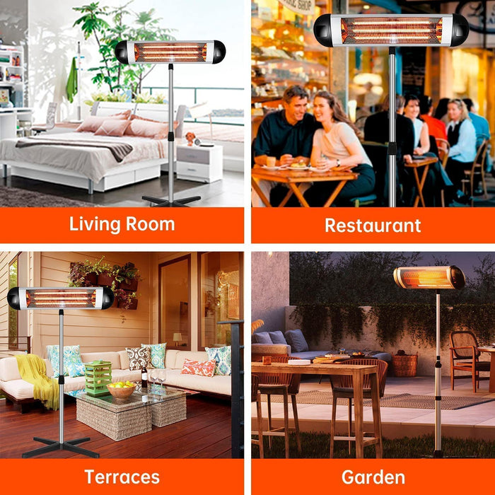 Infrarot Heizstrahler Terrasse Infrarotheizung - Heizstrahler Elektrisch für Innenräume 1250/2500 Watt Höhenverstellbarem Mit Überhitzungsschutz