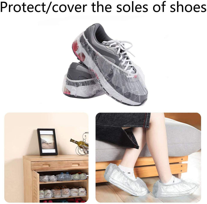 [100 Stück] Einweg Duschhaube, SlickMart Kunststoff Wasserdichte Klar Duschkappe, Haarschutz Haarhaube für Salon, Spa, Reise, Hotel, Dusche