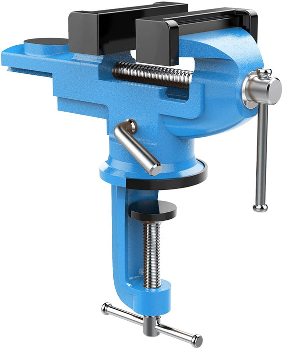 360° Drehbar Schraubstock, 2.8"/70 mm Universal Tischschraubstock mit Amboss und Achse Fixieren Feststehend von Werkstück für Holzbearbeitung