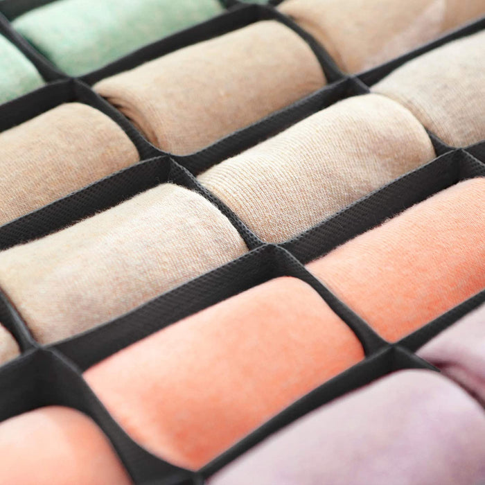 Aufbewahrungsboxen für Unterwäsche, 4er Set, Schubladen-Organizer, faltbar, Faltboxen, Stoffboxen, für Socken und Krawatten, Vliesstoff