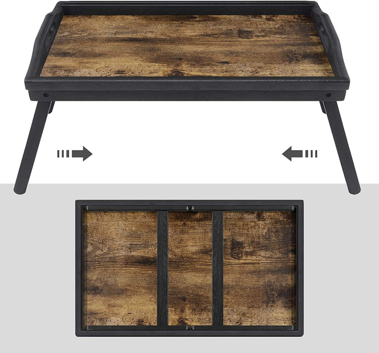 Betttablett, Frühstückstablett, Laptopständer, mit klappbaren Beinen aus Bambus, für Bett, Sofa, für Snacks, mit Rille für Handy