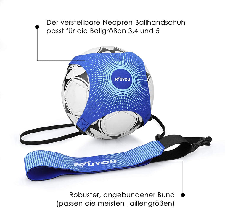 Fußball Kick Trainer, KUYOU Solo Fußball Trainer Solo mit verstellbarem Taillengürtel Hilfe-Kontrolle Fertigkeit Fußballtraining