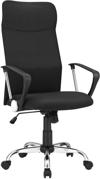Bürostuhl, ergonomischer Schreibtischstuhl, Drehstuhl, gepolsterter Sitz, Stoffbezug, höhenverstellbar und neigbar, bis 120 kg belastbar, schwarz