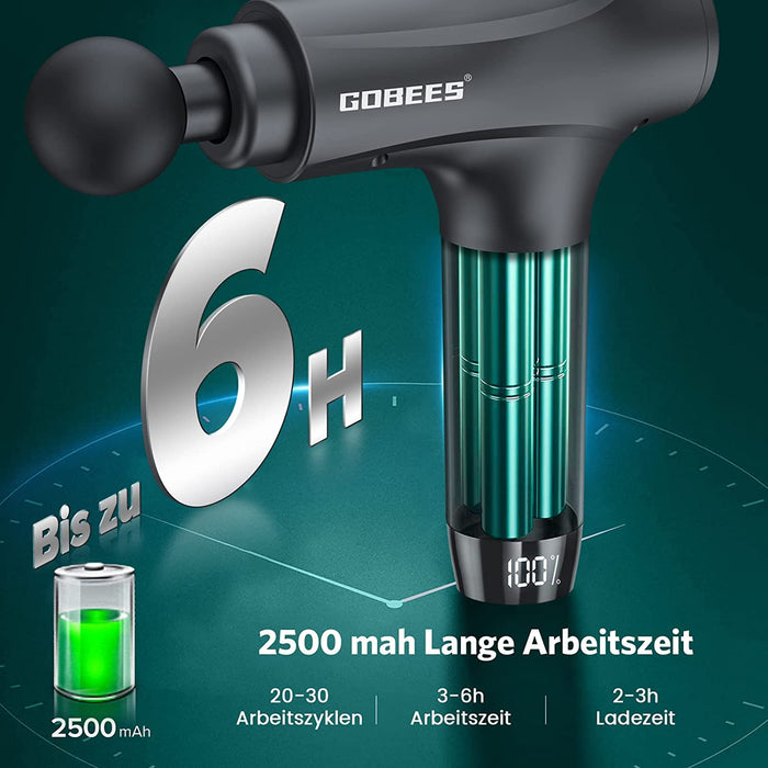 Massagepistole Massage Gun Muskel Massagegerät Elektrisches Handmassagegerät Tiefengewebe für Nacken Schulter Rücken, 6 Massageköpfe