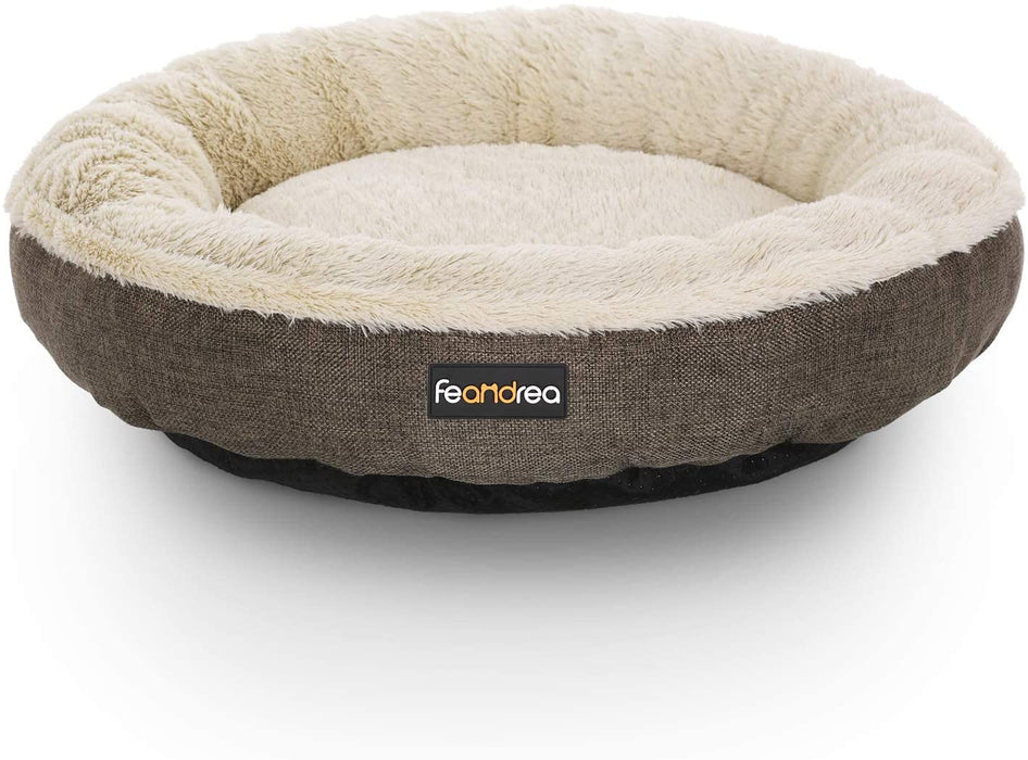 Hundebett, Hundekorb, Katzenbett, Donut, rund, Ø 55 cm, braun