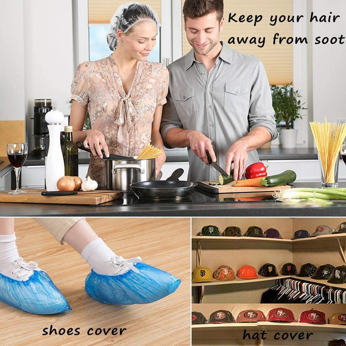 [100 Stück] Einweg Duschhaube, SlickMart Kunststoff Wasserdichte Klar Duschkappe, Haarschutz Haarhaube für Salon, Spa, Reise, Hotel, Dusche