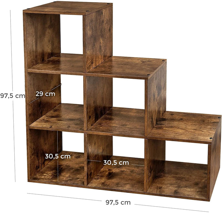 Treppenregal, Bücherregal mit 6 Würfeln, Standregal, Leiterregal, als Raumteiler, Würfelregal, freistehend, für Büro, Wohnzimmer, Schlafzimmer