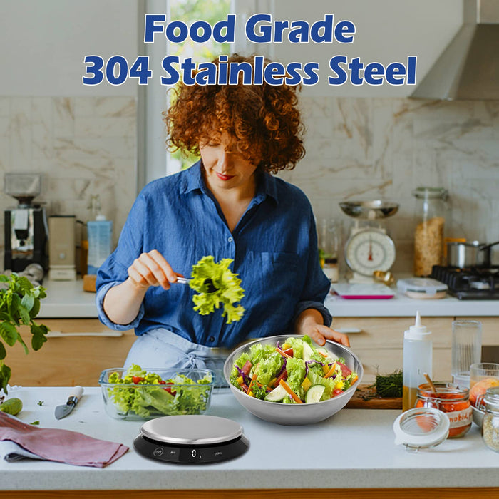 Digitale Küchenwaage, USB-Aufladung Küchenwaage digital aus Edelstahl mit 1,4Liter abnehmbarer Schüssel, Küchenwaage usb mit USB-Ladekabel