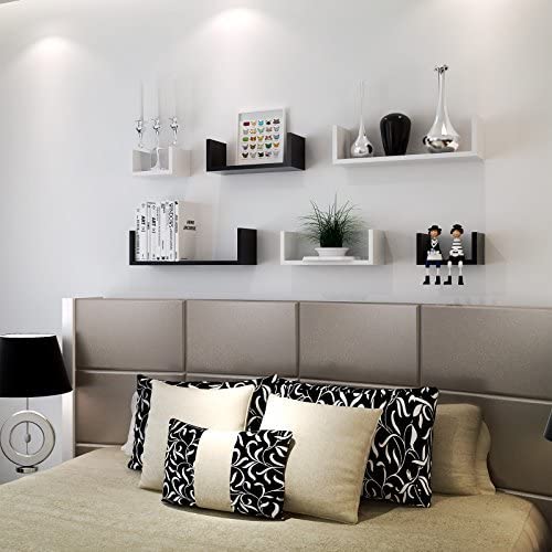 Wandregal, 3er Set, Schweberegal, 30/45/60 cm, Hochglanzoberfläche, dekorativ, kreativ, für Schlafzimmer, Wohnzimmer, Küche und Flur, schwarz