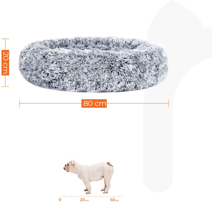 Hundebett, Katzenbett, weicher Plüsch, 80 cm, grau