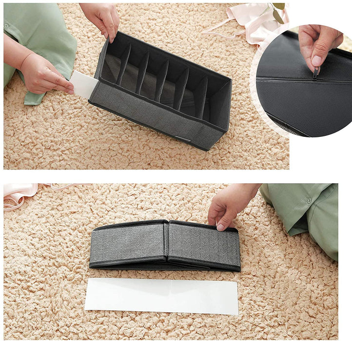 Aufbewahrungsboxen für Unterwäsche, 4er Set, Schubladen-Organizer, faltbar, Faltboxen, Stoffboxen, für Socken und Krawatten, Vliesstoff