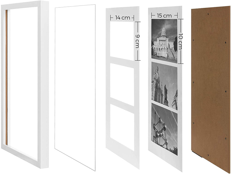 Bilderrahmen für 3 Fotos, Fotorahmen, Fotocollage, Wanddeko, hängend oder stehend, passend für 10 x 15 cm (4 x 6 Zoll) große Bilder, für Familienfotos