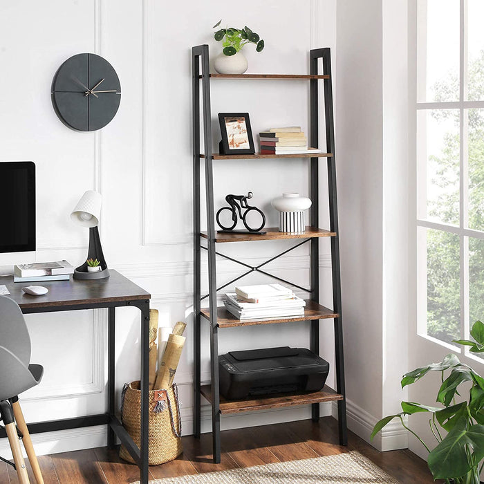 Standregal, Bücherregal mit 5 Ablagen, mit Metallgestell, einfache Montage, für Wohnzimmer, Schlafzimmer, Küche, 56 x 34 x 172 cm (L x B x H)