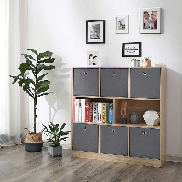 Aufbewahrungsboxen, 6er Set, Stoffboxen, Faltboxen aus Vliesstoff, Würfel, Aufbewahrungskörbe, für Spielzeug und Kleidung, grau