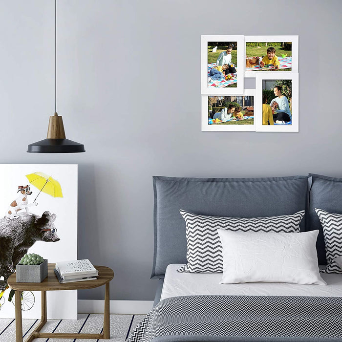 Bilderrahmen Collage für 4 Fotos, 10 x 15 cm, Wandmontage Fotogalerie Display, Weihnachten, mit Glasscheibe, Weiß