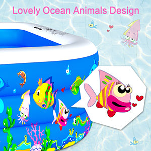 Aufblasbare Pool, Großer Familienpool, 234 cm x 142 cm x 51 cm Familien-Schwimmbad Schwimmzentrum Rechteckig Schwimmbäder