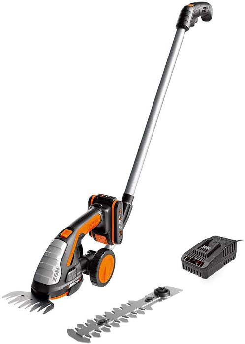 18V(20V MAX) Akku Gras- und Strauchschere WG801E.3, PowerShare, Heckenschere Rasenschere 12 cm Strauchtrimmer, 10 cm Grasmesser, Teleskopstiel