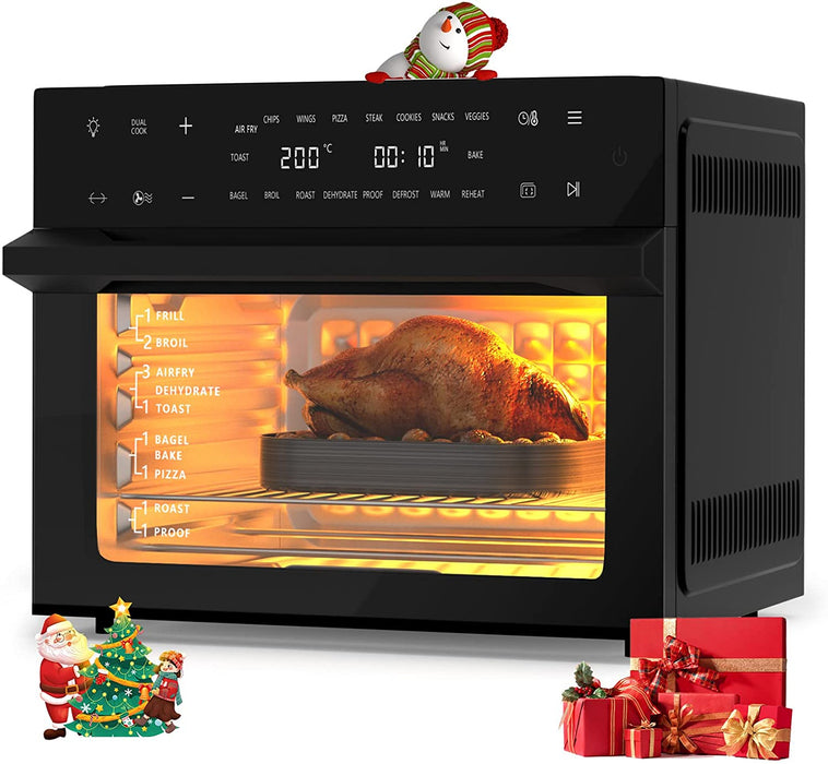 30L Heißluftfritteuse Mini Backofen, 18 In 1 1800 W Heissluft Fritteusen Air Fryer, Fettarmes Garen ohne Öl, Timer & Temperaturregelung, Dual-Cooking