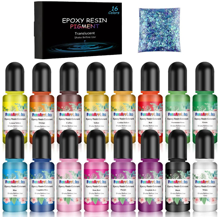Epoxidharz Farbe - 16 Farben Flüssiger Epoxidharz Pigment Farbstoff für Epoxy Resin Kunst, Schmuckherstellung - Konzentrierte Epoxidharz Farben