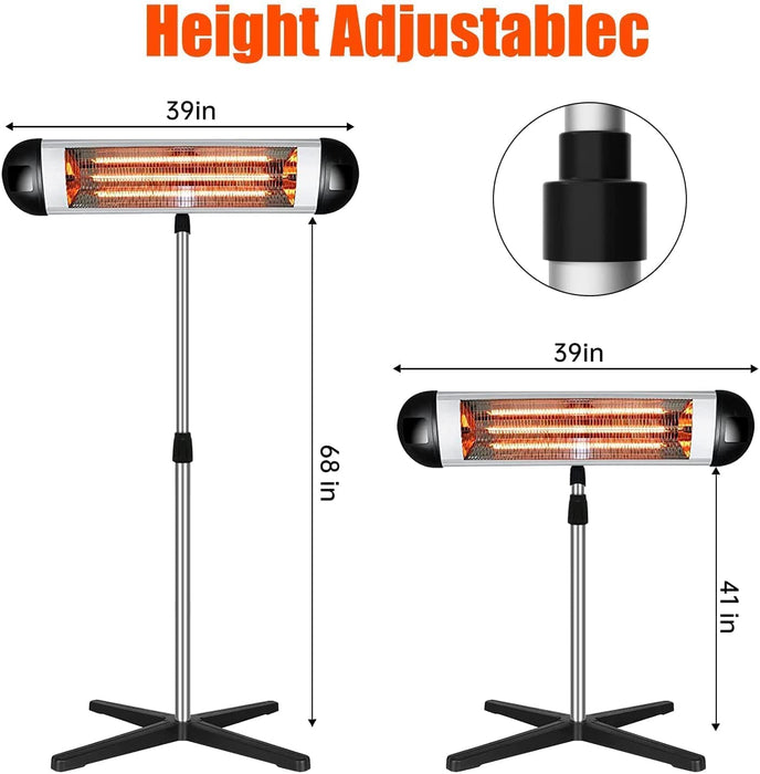 Infrarot Heizstrahler Terrasse Infrarotheizung - Heizstrahler Elektrisch für Innenräume 1250/2500 Watt Höhenverstellbarem Mit Überhitzungsschutz