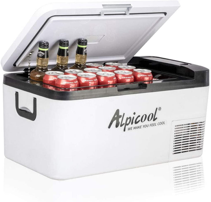 Alpicool K18 18 Liter Kühlbox Klein Elektrische Mini Kühlschrank Gefrierbox 12v mit USB Anschluss für Auto, Lkw, Boot, RV und Steckdose, -20℃-20℃