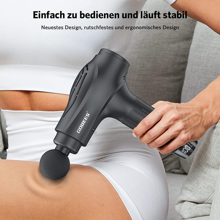 Massagepistole Massage Gun Muskel Massagegerät Elektrisches Handmassagegerät Tiefengewebe für Nacken Schulter Rücken, 6 Massageköpfe