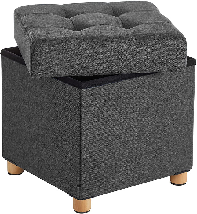 Sitzhocker, Faltbare Sitztruhe, gepolstert, mit Deckel, Füße aus Massivholz, platzsparend, bis 300 kg belastbar, für Wohnzimmer, Flur, Kinderzimmer