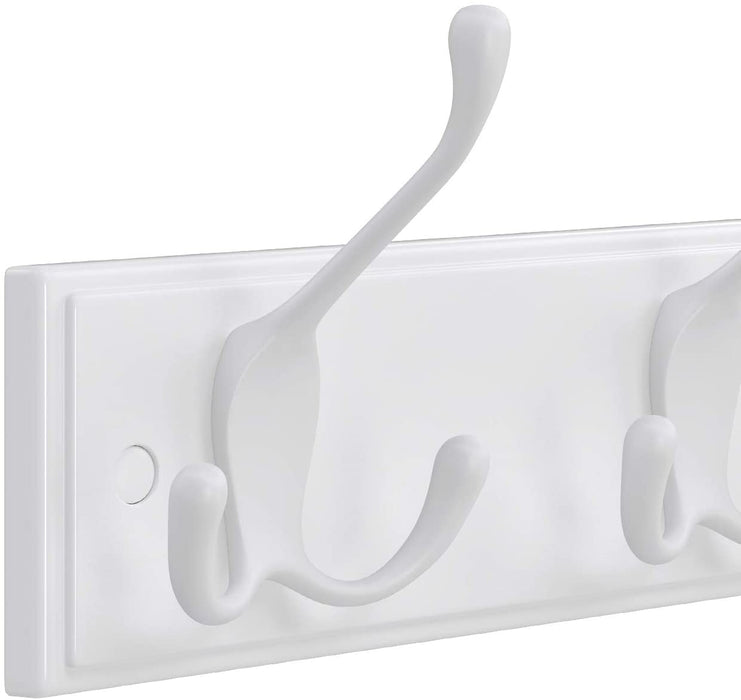 Wandgarderobe, 4 Dreifach-Kleiderhaken, Hakenleiste, Garderobenhaken, Mäntel, Jacken, Hüte, Taschen, Flur, Schlafzimmer, Badezimmer, weiß