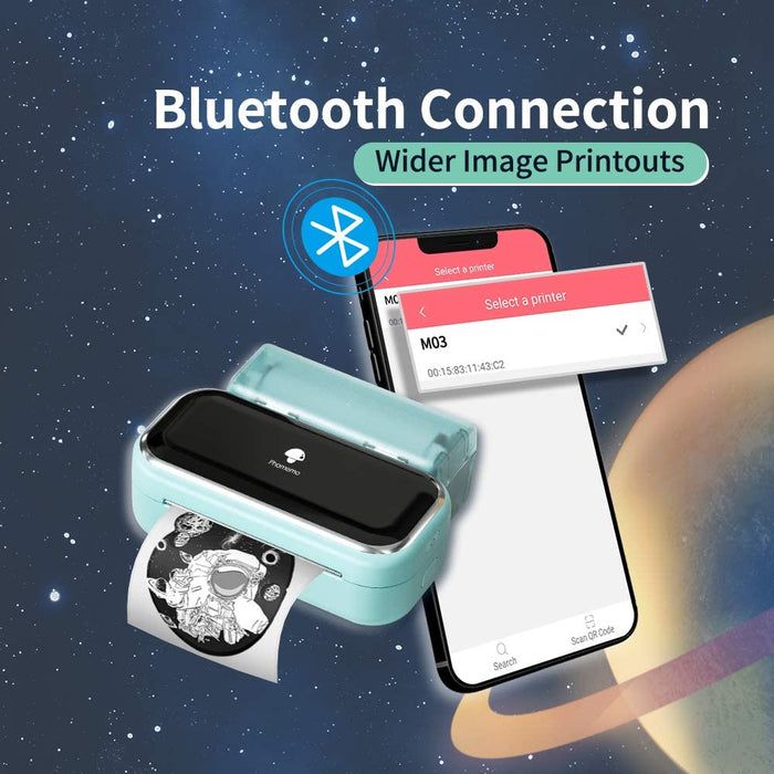 Handy Fotodrucker - Tragbarer Bluetooth Drucker, Druckgröße 2 und 3 Zoll, Kompatibel mit iOS und Android, Schwarzweißdruck für Fotodruck, Journal