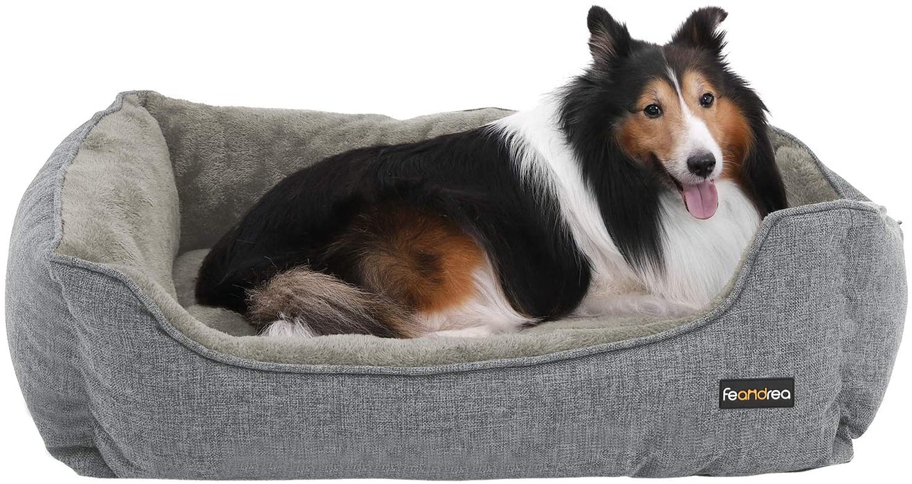 Hundebett, großes Hundesofa, Bezug abnehmbar und maschinenwaschbar, kuscheliger Hundekorb, grau