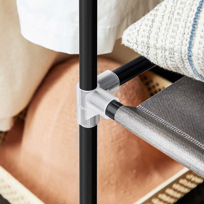 Kleiderschrank, Stoffschrank, mit Kleiderstange und Ablagen, Soffüberzug, für Schlafzimmer, Ankleidezimmer, 150 x 45 x 175 cm, grau