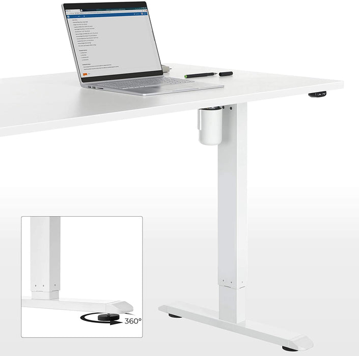 Höhenverstellbarer Schreibtisch elektrisch, Tischgestell, Schreibtischständer mit Motor, stufenlos verstellbar, 140 x 70 x (73-114) cm, Stahl, weiß