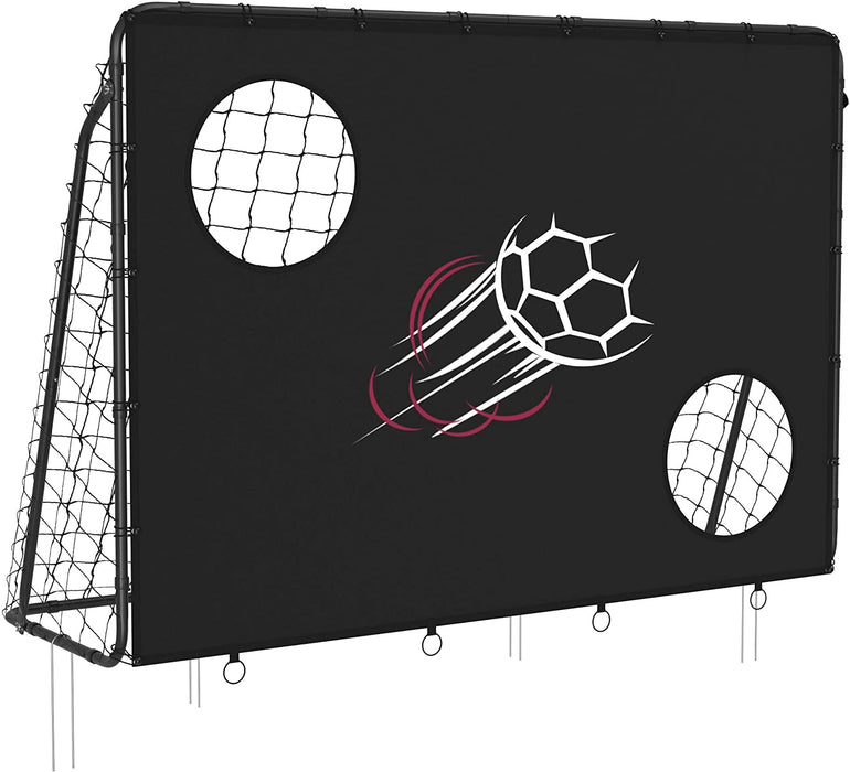 Fußballtor für Kinder, mit Torwand, schnelle Montage, Garten, Park, Strand, Eisenrohre und PE-Netz, schwarz