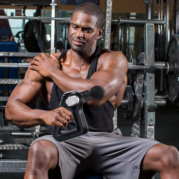 Massagepistole, HyAdierTech Massage Gun Muskelmassagegerät mit 12 Geschwindigkeitsstufen und 8 Massageköpfen, Leichtes Tragbares Körpermassagegerät