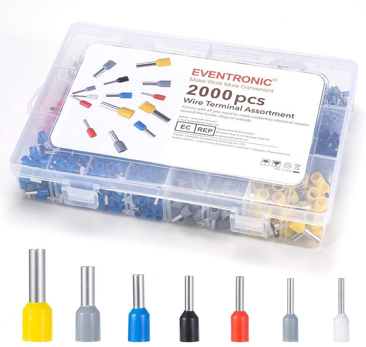 Crimpzange Kabelschuhe Set, 0.25-6mm² selbsteinstellbares Ratschendraht-Crimpwerkzeug mit 2000 stück Aderendhülsen Tool Kit